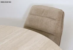 Travertine pyöreä ruokapöytä keramiikkakannella + 4 pyörivää Colin tuolia
